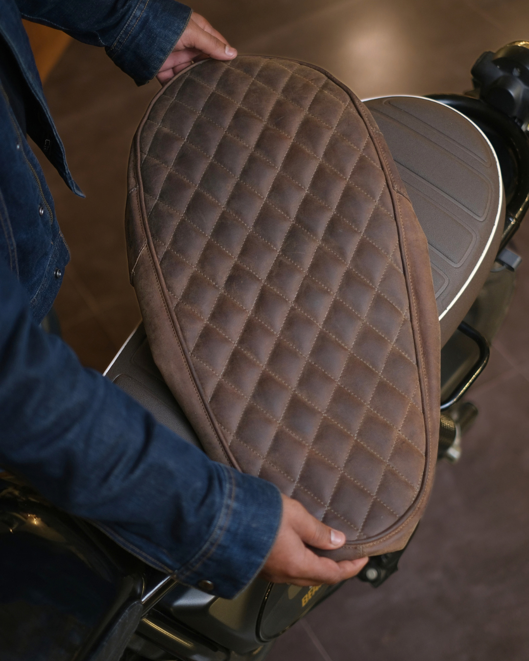 Leather Seat Cover For Royal Enfield Bear 650