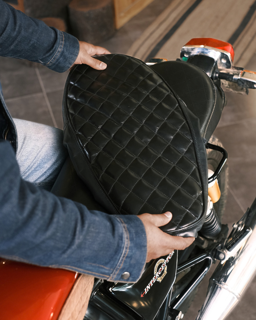 Leather Seat Cover For Royal Enfield Interceptor 650