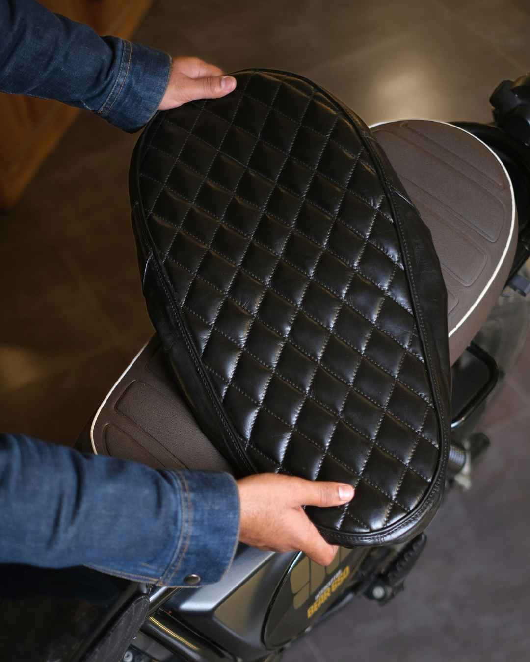 Leather Seat Cover For Royal Enfield Bear 650